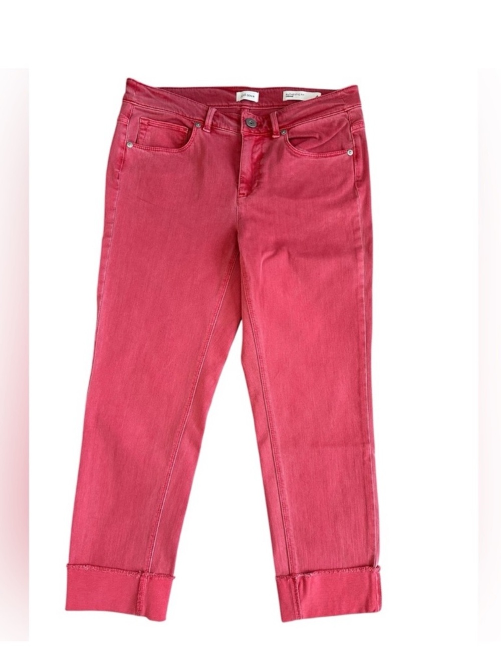 J. Jill Denim Authentic Fit Cropped Jeans Women’s 4 Coral Pink Stretch Cuff